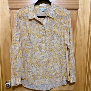 Sundance Yellow & Cream Floral Popover Tunic in Size XL.